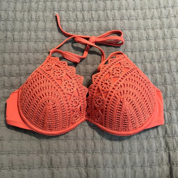 Shade and Shore Target 32C Women Rose Crochet Underwire Push Up Bikini Swim Top - Picture 2 of 6